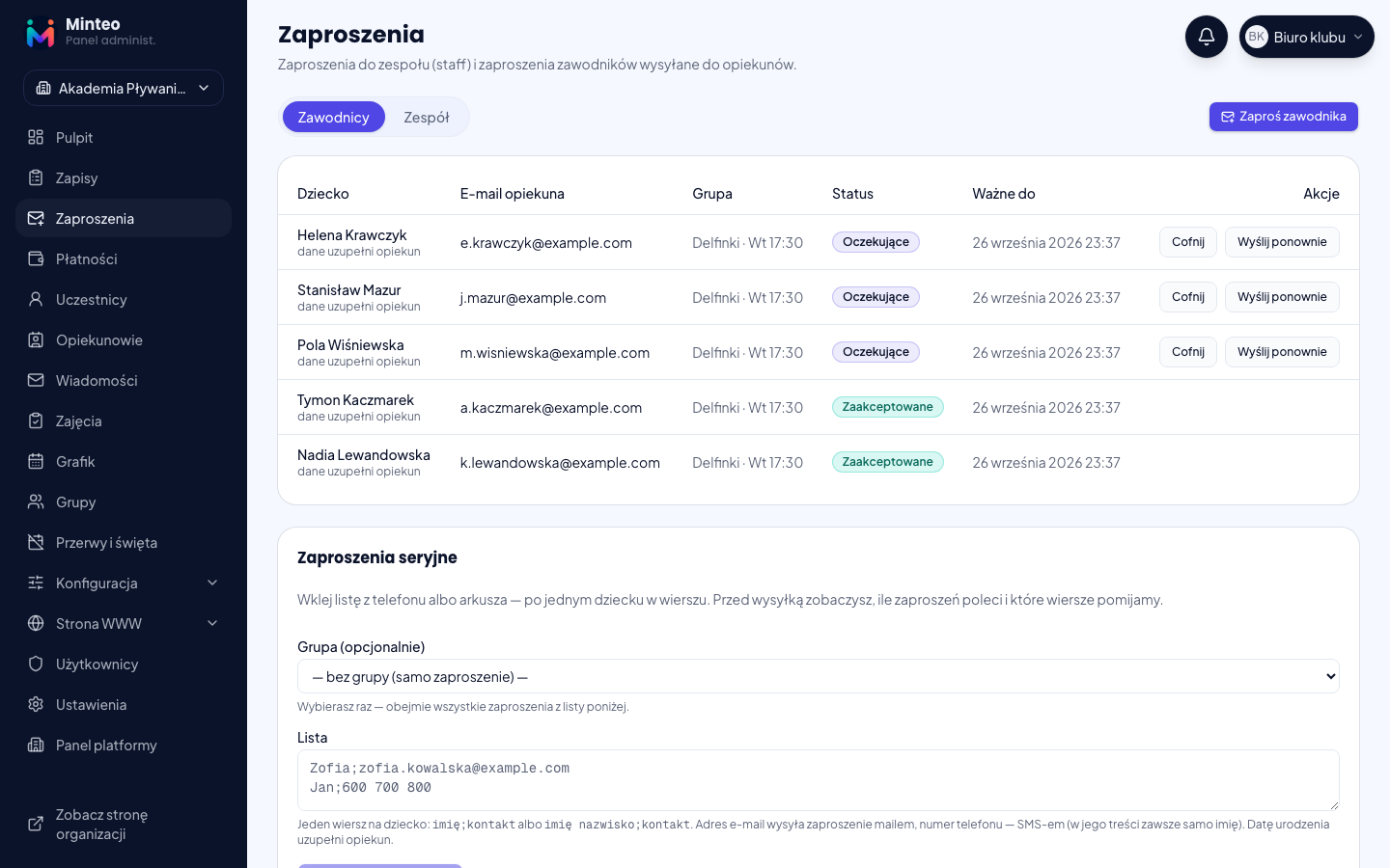 Lista zaproszeń do zapisu na kolejny semestr