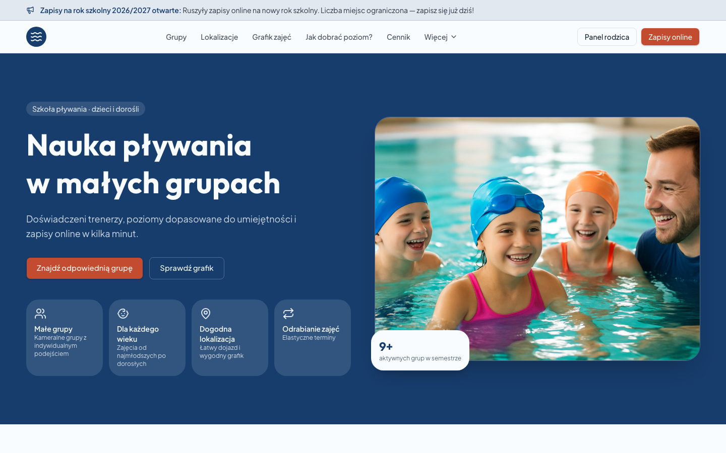 Strona główna klubu na jednym z szablonów